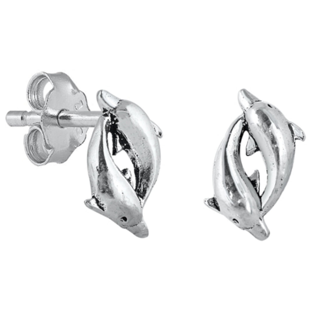 Dolphin Stud Earrings Lab Created Opal 925 Sterling Silver – Blue Apple  Jewelry